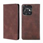 For Tecno Spark 10C Skin Feel Magnetic Horizontal Flip Leather Phone Case(Dark Brown)