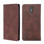 For ZTE Blade A32 Skin Feel Magnetic Horizontal Flip Leather Phone Case(Dark Brown)