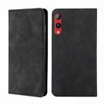 For Rakuten Hand 4G Skin Feel Magnetic Horizontal Flip Leather Phone Case(Black)