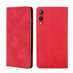 For Rakuten Hand 4G Skin Feel Magnetic Horizontal Flip Leather Phone Case(Red)
