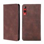 For Rakuten Hand 4G Skin Feel Magnetic Horizontal Flip Leather Phone Case(Dark Brown)