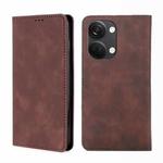 For OnePlus Ace 2V 5G Skin Feel Magnetic Horizontal Flip Leather Phone Case(Dark Brown)