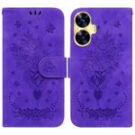 For Realme C55 Butterfly Rose Embossed Leather Phone Case(Purple)