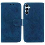 For Samsung Galaxy M14 Butterfly Rose Embossed Leather Phone Case(Blue)