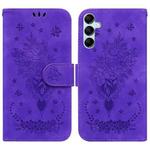 For Samsung Galaxy M14 Butterfly Rose Embossed Leather Phone Case(Purple)