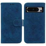 For Google Pixel 8 Pro Butterfly Rose Embossed Leather Phone Case(Blue)