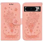 For Google Pixel 8 Pro Butterfly Rose Embossed Leather Phone Case(Pink)