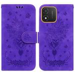 For Honor X5 Butterfly Rose Embossed Leather Phone Case(Purple)