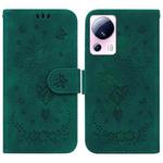 For Xiaomi 13 Lite / Civi 2 Butterfly Rose Embossed Leather Phone Case(Green)