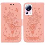 For Xiaomi 13 Lite / Civi 2 Butterfly Rose Embossed Leather Phone Case(Pink)