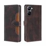 For Realme V30 5G / V30T Skin Feel Magnetic Buckle Leather Phone Case(Brown)