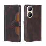For vivo Y100 5G Skin Feel Magnetic Buckle Leather Phone Case(Brown)