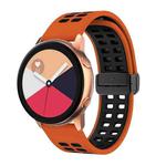 20mm Double-row Hole Folding Black Buckle Two-color Silicone Watch Band(Orange Black)