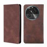 For OPPO Find X6 5G Skin Feel Magnetic Horizontal Flip Leather Phone Case(Dark Brown)