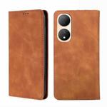 For vivo Y100 5G Skin Feel Magnetic Horizontal Flip Leather Phone Case(Light Brown)