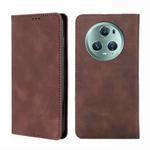 For Honor Magic5 Pro Skin Feel Magnetic Horizontal Flip Leather Phone Case(Dark Brown)