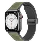 Magnetic Folding Silicone Leather Watch Band For Apple Watch Series 8&7 41mm / SE 2&6&SE&5&4 40mm / 3&2&1 38mm (Army Green)