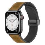 Magnetic Folding Silicone Leather Watch Band For Apple Watch Ultra 49mm / Series 8&7 45mm / SE 2&6&SE&5&4 44mm / 3&2&1 42mm (Light Brown)