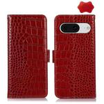 For Google Pixel 8 Crocodile Top Layer Cowhide Leather Phone Case(Red)