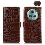 For Honor Magic5 Pro Crocodile Top Layer Cowhide Leather Phone Case(Brown)