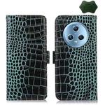 For Honor Magic5 Crocodile Top Layer Cowhide Leather Phone Case(Green)