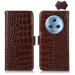 For Honor Magic5 Crocodile Top Layer Cowhide Leather Phone Case(Brown)