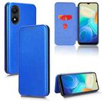 For vivo Y02s Carbon Fiber Texture Flip Leather Phone Case(Blue)