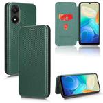 For vivo Y02s Carbon Fiber Texture Flip Leather Phone Case(Green)