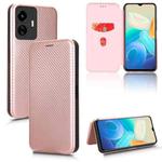 For vivo Y77 5G Carbon Fiber Texture Flip Leather Phone Case(Pink)