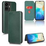 For vivo Y77 5G Carbon Fiber Texture Flip Leather Phone Case(Green)