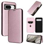 For Google Pixel 8 Carbon Fiber Texture Flip Leather Phone Case(Pink)