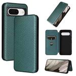 For Google Pixel 8 Carbon Fiber Texture Flip Leather Phone Case(Green)