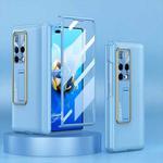 For Huawei Mate X2 GKK Integrated Magnetic Plain Leather Hinge Folding Phone Case(Blue)