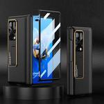 For Huawei Mate X2 GKK Integrated Magnetic Plain Leather Hinge Folding Phone Case(Black)