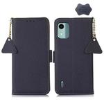 For Nokia C12 4G Side-Magnetic TJ Genuine Leather RFID Phone Case(Blue)