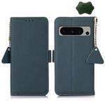 For Google Pixel 8 Pro Side-Magnetic TJ Genuine Leather RFID Phone Case(Green)
