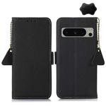 For Google Pixel 8 Pro Side-Magnetic TJ Genuine Leather RFID Phone Case(Black)