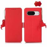 For Google Pixel 8 Side-Magnetic TJ Genuine Leather RFID Phone Case(Red)