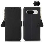 For Google Pixel 8 Side-Magnetic TJ Genuine Leather RFID Phone Case(Black)
