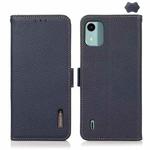 For Nokia C12 4G KHAZNEH Side-Magnetic Litchi Genuine Leather RFID Phone Case(Blue)