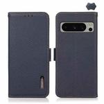 For Google Pixel 8 Pro KHAZNEH Side-Magnetic Litchi Genuine Leather RFID Phone Case(Blue)