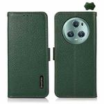 For Honor Magic5 Pro KHAZNEH Side-Magnetic Litchi Genuine Leather RFID Phone Case(Green)