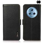 For Honor Magic5 KHAZNEH Side-Magnetic Litchi Genuine Leather RFID Phone Case(Black)