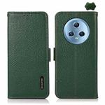 For Honor Magic5 KHAZNEH Side-Magnetic Litchi Genuine Leather RFID Phone Case(Green)