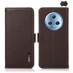 For Honor Magic5 KHAZNEH Side-Magnetic Litchi Genuine Leather RFID Phone Case(Brown)