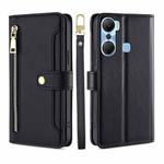 For Infinix Hot 12 Pro Sheep Texture Cross-body Zipper Wallet Leather Phone Case(Black)