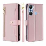 For Infinix Hot 12 Pro Sheep Texture Cross-body Zipper Wallet Leather Phone Case(Pink)