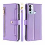 For Infinix Hot 12i Sheep Texture Cross-body Zipper Wallet Leather Phone Case(Purple)