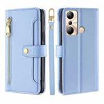 For Infinix Hot 20i Sheep Texture Cross-body Zipper Wallet Leather Phone Case(Blue)