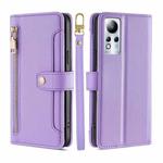 For Infinix Note 11 Sheep Texture Cross-body Zipper Wallet Leather Phone Case(Purple)